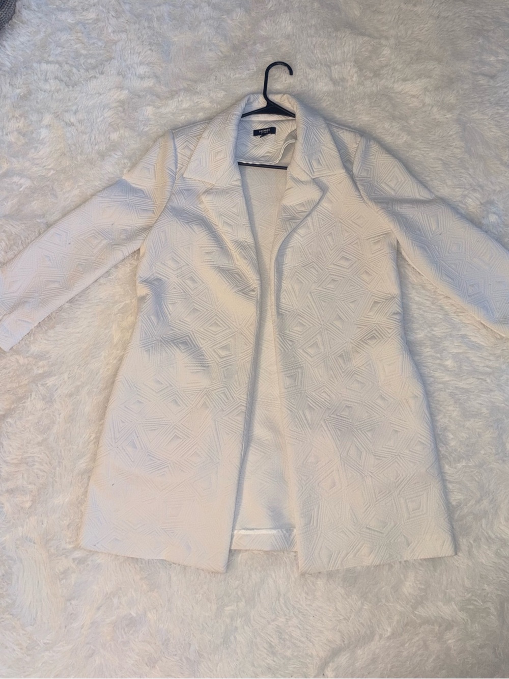 Premise White Textured Open-Front Blazer Coat - Picture 4 of 6